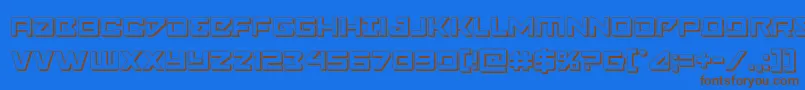 フォントNavycadet3D – 茶色の文字が青い背景にあります。