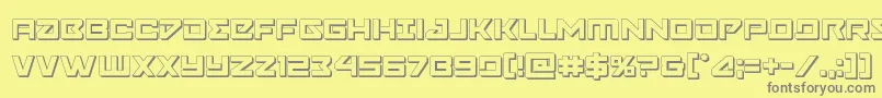 フォントNavycadet3D – 黄色の背景に灰色の文字