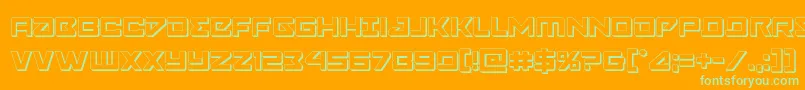 Navycadet3D-Schriftart – Grüne Schriften auf orangefarbenem Hintergrund