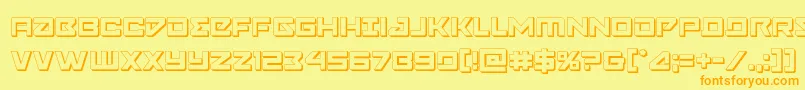 フォントNavycadet3D – オレンジの文字が黄色の背景にあります。