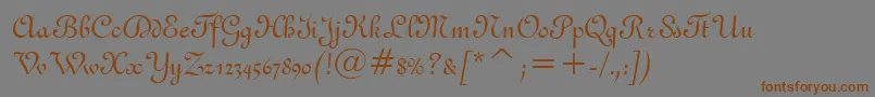 フォントGandoBt – 茶色の文字が灰色の背景にあります。