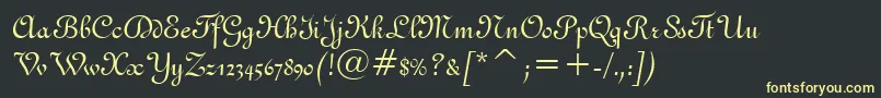 フォントGandoBt – 黒い背景に黄色の文字