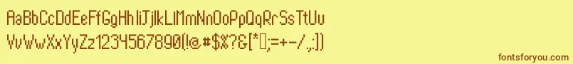 フォントPixtall – 茶色の文字が黄色の背景にあります。