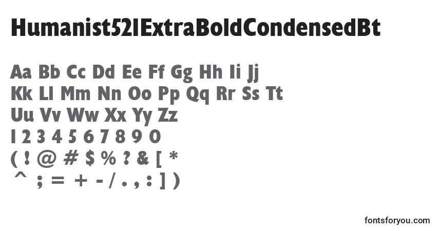 Шрифт Humanist521ExtraBoldCondensedBt – алфавит, цифры, специальные символы