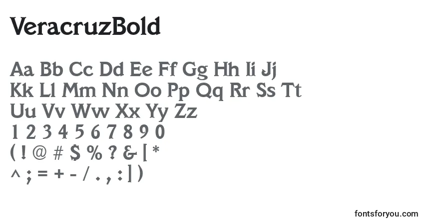 Czcionka VeracruzBold – alfabet, cyfry, specjalne znaki