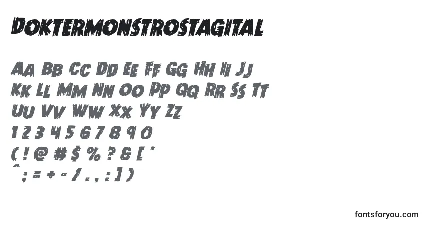 characters of doktermonstrostagital font, letter of doktermonstrostagital font, alphabet of  doktermonstrostagital font
