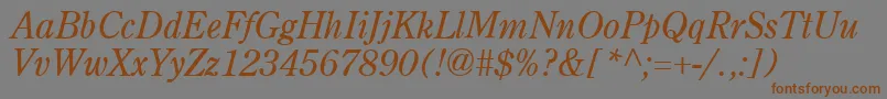 AgcenturionItalic-Schriftart – Braune Schriften auf grauem Hintergrund