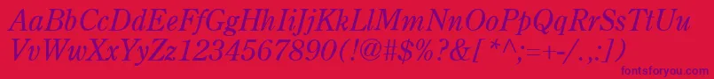 フォントAgcenturionItalic – 赤い背景に紫のフォント