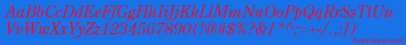 AgcenturionItalic-Schriftart – Rote Schriften auf blauem Hintergrund