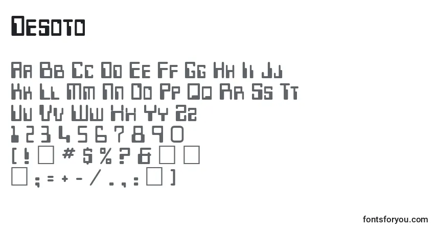 Czcionka Desoto – alfabet, cyfry, specjalne znaki