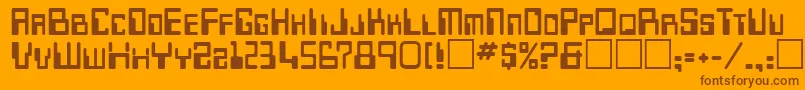 Desoto-Schriftart – Braune Schriften auf orangefarbenem Hintergrund