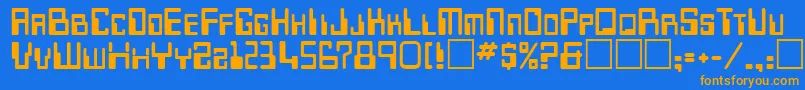 Desoto-Schriftart – Orangefarbene Schriften auf blauem Hintergrund