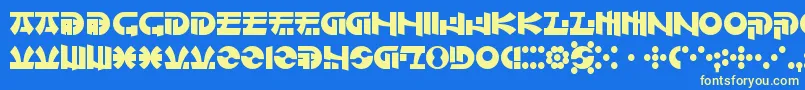 OfMaidsAndMen Font – Yellow Fonts on Blue Background