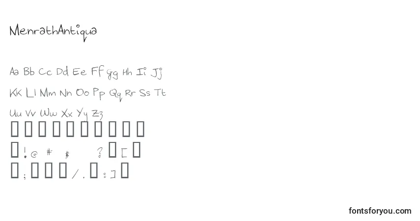 Schriftart MenrathAntiqua – Alphabet, Zahlen, spezielle Symbole