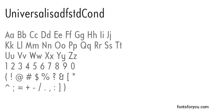 Czcionka UniversalisadfstdCond – alfabet, cyfry, specjalne znaki
