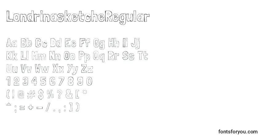 Czcionka LondrinasketcheRegular – alfabet, cyfry, specjalne znaki