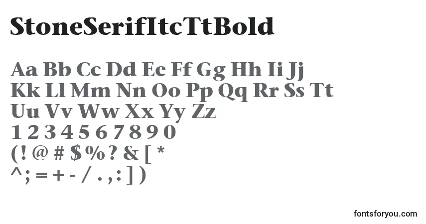A fonte StoneSerifItcTtBold – alfabeto, números, caracteres especiais
