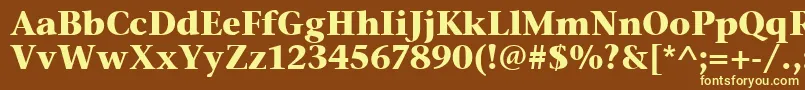 StoneSerifItcTtBold-fontti – keltaiset fontit ruskealla taustalla