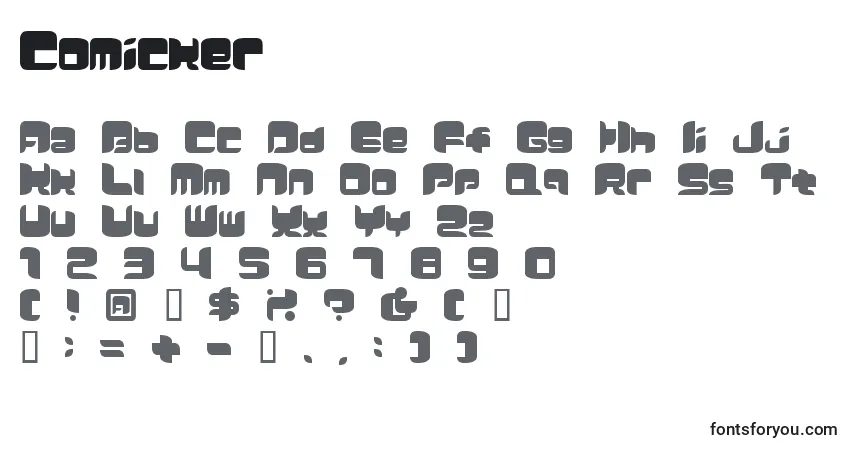 Comicker font – alphabet, numbers, special characters