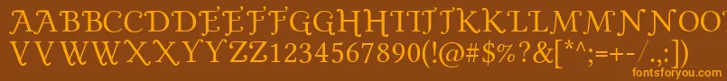 GoldPlated-Schriftart – Orangefarbene Schriften auf braunem Hintergrund