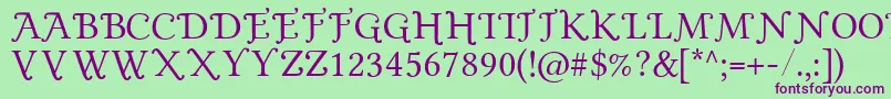 GoldPlated-Schriftart – Violette Schriften auf grünem Hintergrund