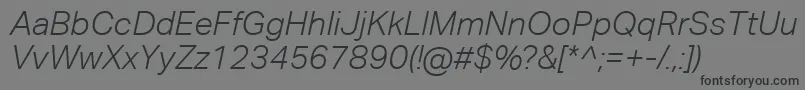 フォントAktivgroteskcorpLightitalic – 黒い文字の灰色の背景