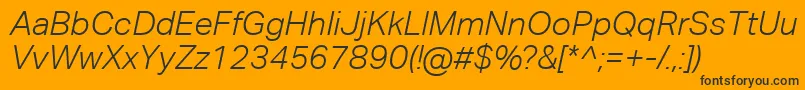 AktivgroteskcorpLightitalic-Schriftart – Schwarze Schriften auf orangefarbenem Hintergrund