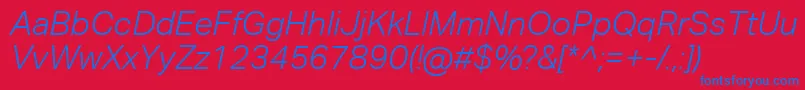 AktivgroteskcorpLightitalic Font – Blue Fonts on Red Background