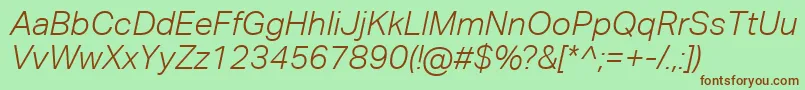 AktivgroteskcorpLightitalic Font – Brown Fonts on Green Background