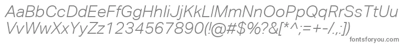 AktivgroteskcorpLightitalic Font – Gray Fonts on White Background