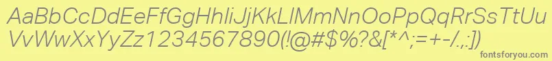 AktivgroteskcorpLightitalic Font – Gray Fonts on Yellow Background