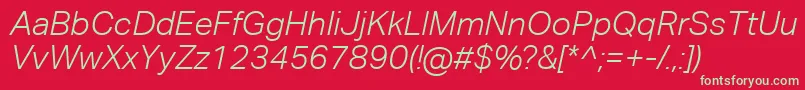 AktivgroteskcorpLightitalic Font – Green Fonts on Red Background