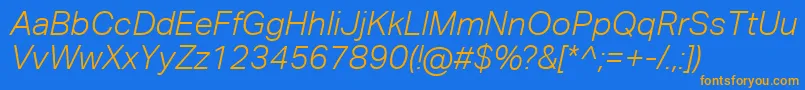 AktivgroteskcorpLightitalic Font – Orange Fonts on Blue Background