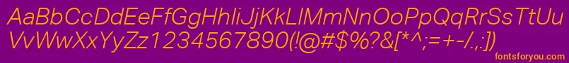 AktivgroteskcorpLightitalic Font – Orange Fonts on Purple Background