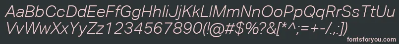 Шрифт AktivgroteskcorpLightitalic – розовые шрифты на чёрном фоне