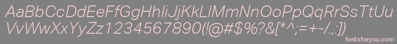 フォントAktivgroteskcorpLightitalic – 灰色の背景にピンクのフォント