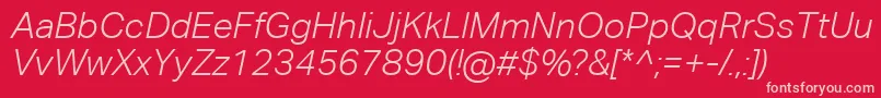 AktivgroteskcorpLightitalic Font – Pink Fonts on Red Background