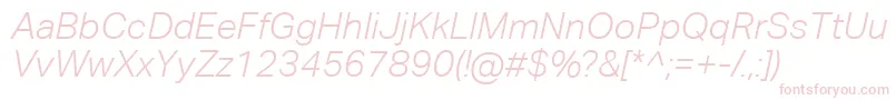フォントAktivgroteskcorpLightitalic – 白い背景にピンクのフォント