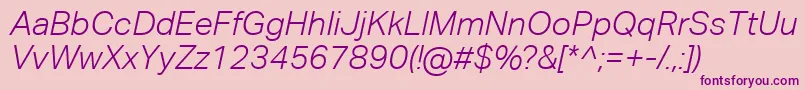 AktivgroteskcorpLightitalic-fontti – violetit fontit vaaleanpunaisella taustalla