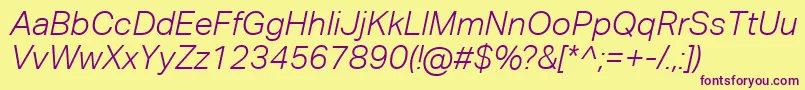 Шрифт AktivgroteskcorpLightitalic – фиолетовые шрифты на жёлтом фоне