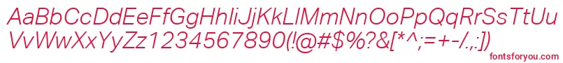 AktivgroteskcorpLightitalic-fontti – punaiset fontit valkoisella taustalla