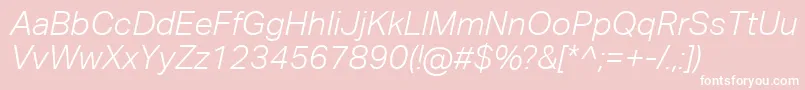 フォントAktivgroteskcorpLightitalic – ピンクの背景に白い文字