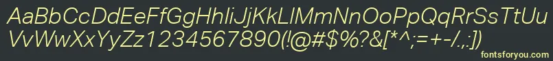 Шрифт AktivgroteskcorpLightitalic – жёлтые шрифты на чёрном фоне