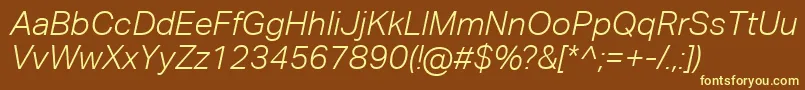 AktivgroteskcorpLightitalic Font – Yellow Fonts on Brown Background