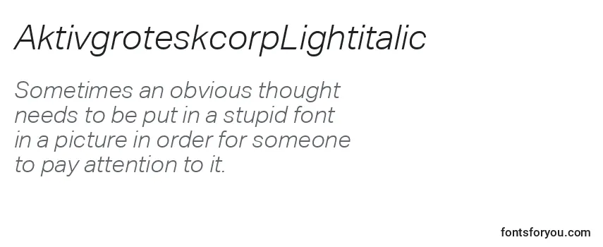 AktivgroteskcorpLightitalic Font