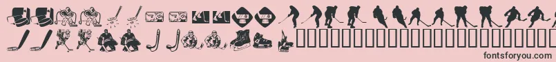 KrHockeyDings-Schriftart – Schwarze Schriften auf rosa Hintergrund