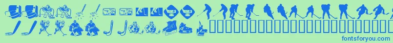 Шрифт KrHockeyDings – синие шрифты на зелёном фоне