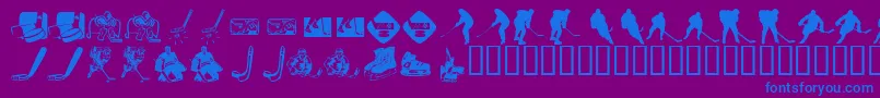 Fonte KrHockeyDings – fontes azuis em um fundo violeta