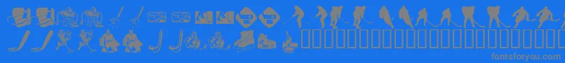 En savoir plus sur la police KrHockeyDings Police KrHockeyDings – polices grises sur fond bleu