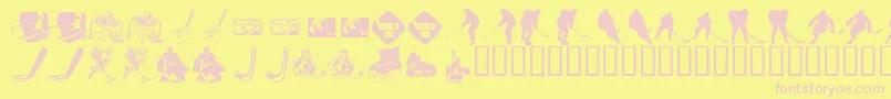 Fonte KrHockeyDings – fontes rosa em um fundo amarelo